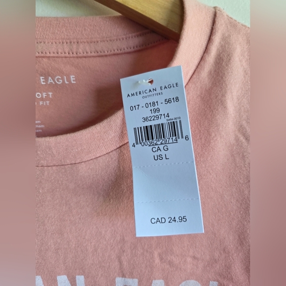 NWT! American Eagle,  Super Soft Graphic T-Shirt, Peach, Size Large -NEW! - Picture 8 of 9